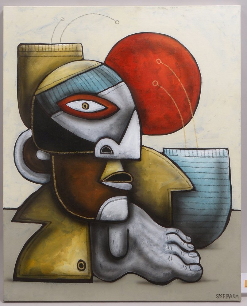 Skepa, 'Soleil rouge - Rote Sonne', Mischtechnik/Lw; Bildmaße 81 x 65 cm - mit Zertifikat!