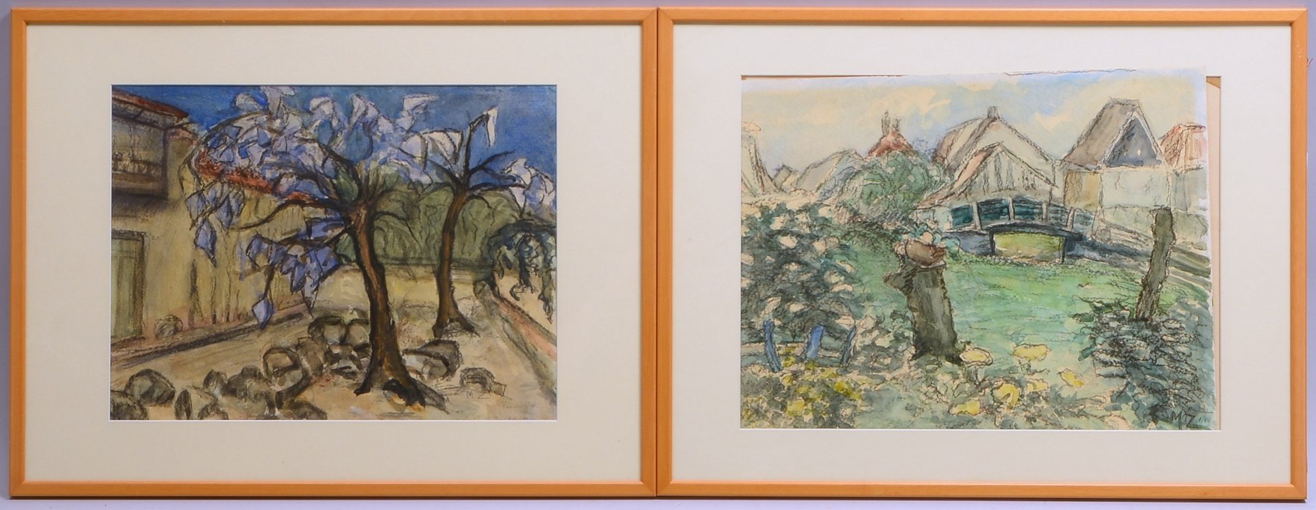Monogrammist/in(?) MZ, 2 Malereien, 'Teneriffa', aquarell. Zeichn., monogr., hinter Glas