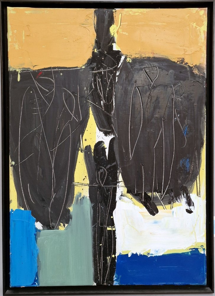 Kürchner, Henning, 'Figur mit schwarzen Flügeln' - OT, Öl/Lw, verso sign./bet., dat. '1990'
