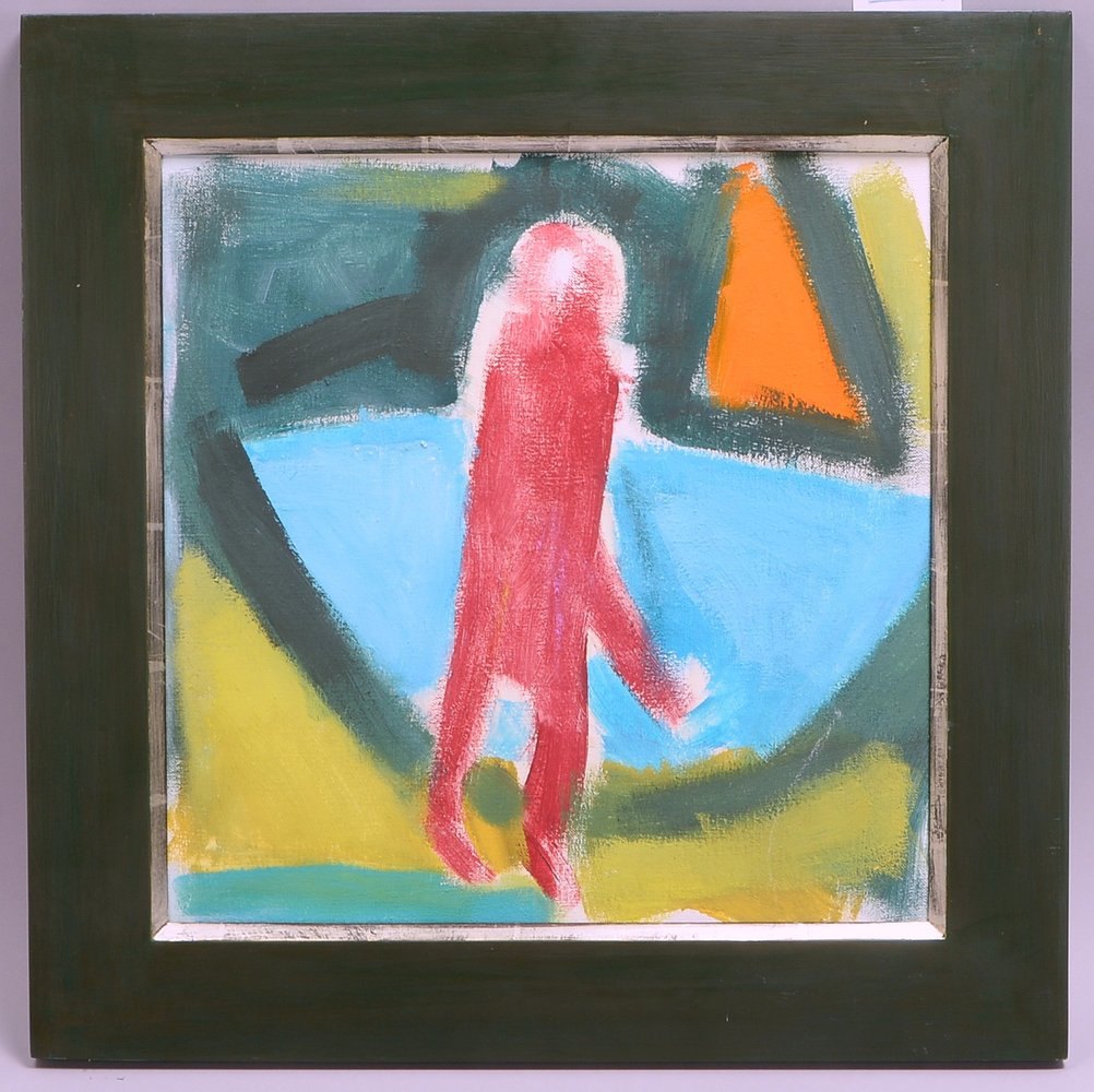 Bockelmann, Susanne (*1958), 'Mann am See', Öl/Lw, unsign., verso dat. und mit Widmung