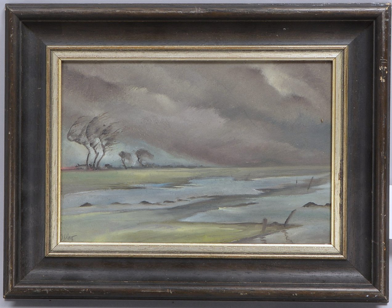 Ohler, Willy, 'Küste bei Sturm', Öl auf Malkarton, unten li. sign.; Maße 20,5 x 29,5 cm