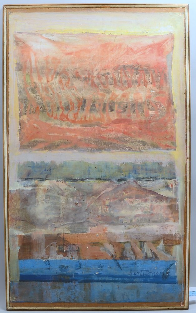 Sertürner, Wernhera, 'Streifen-Kompos.', Öl/Lw, auf Platte, sign.; Bildmaße 115 x 70 cm