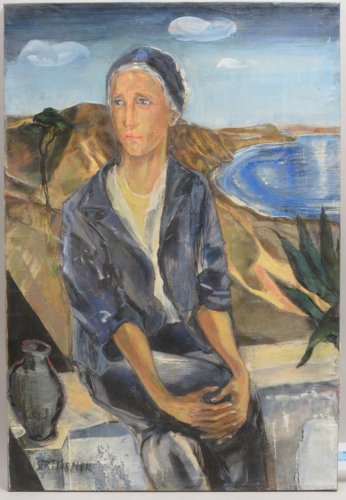Sertürner, Wernhera, 'Frau in vulkan. Landschaft', Öl/Lw, sign.; Bildmaße 96 x 65 cm