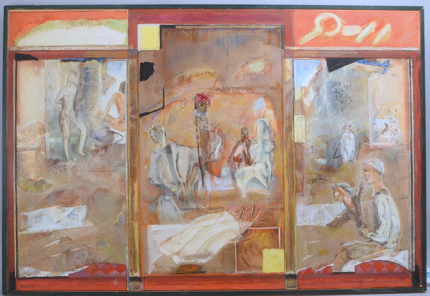 Sertürner, Wernhera, 'Markt und Puppenspiel' - OT, Öl/Lw, sign.; Maße 103,5 x 151,5 cm