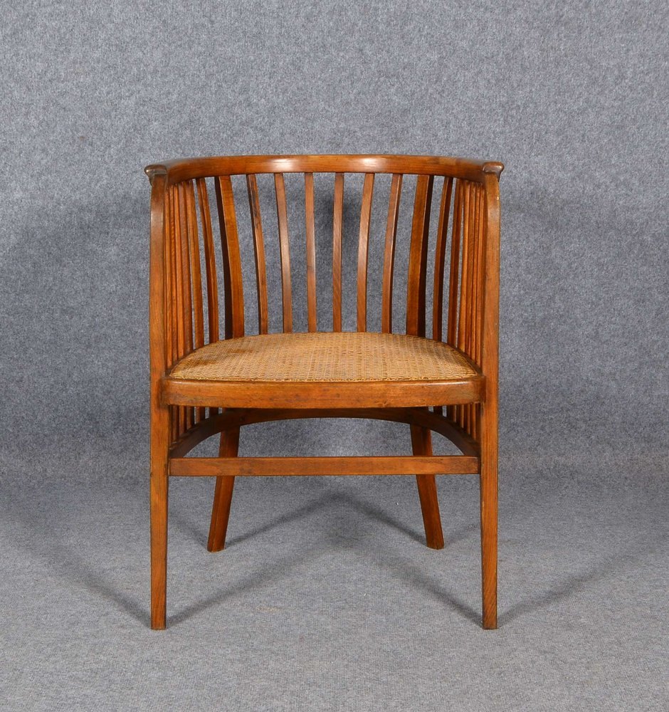 Thonet-Armlehnsessel, 'Nr. 9', Bugholz/Wabengefl., Entw. M. Kammerer, mit Brandstempel