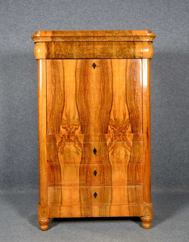 Klappensekretär, Holz furniert, partiell ebon., 4-schübig, hinter Klappe 4-schüb./1 Fach