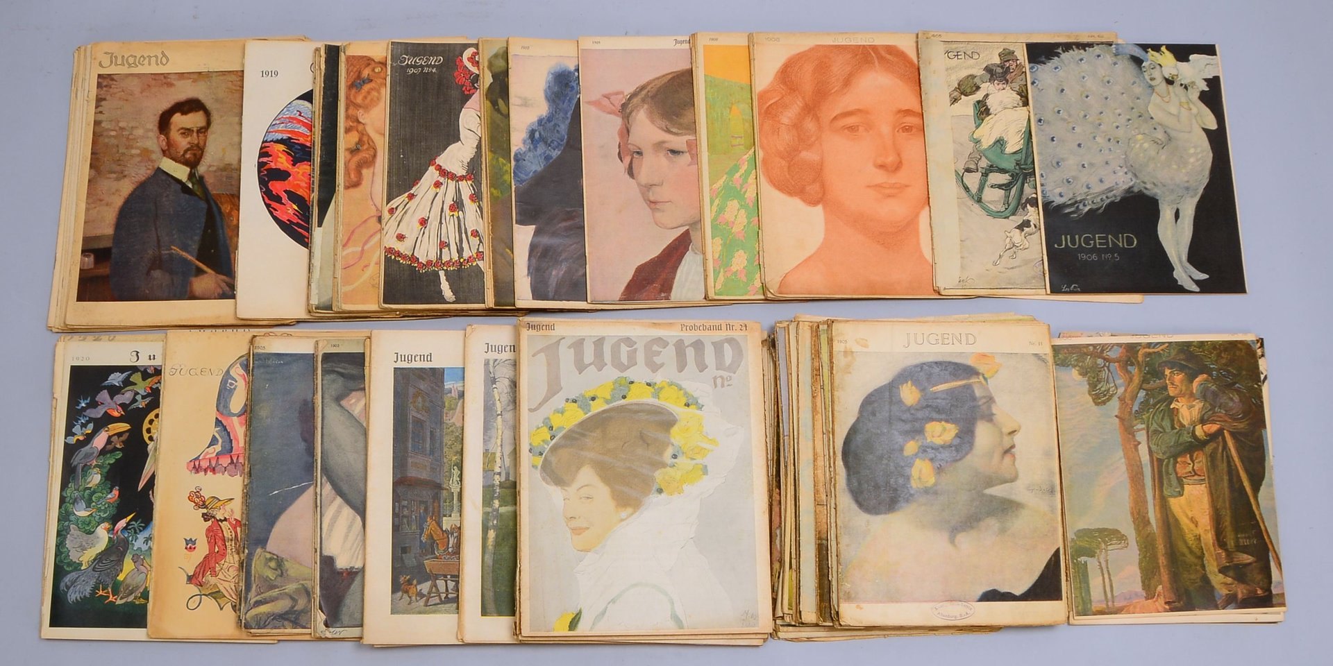 Zeitschriftensammlung, 'Jugend', 90 Hefte (Jg. 1905 - 1921), und 7x 'Jugend Probeband'