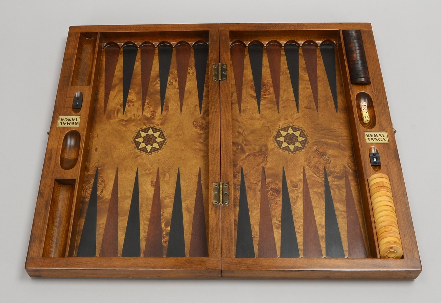 Backgammon-Spiel, 'Kemal Tanca', mit Tasche - vollständig; Maße 50 x 60/30 cm