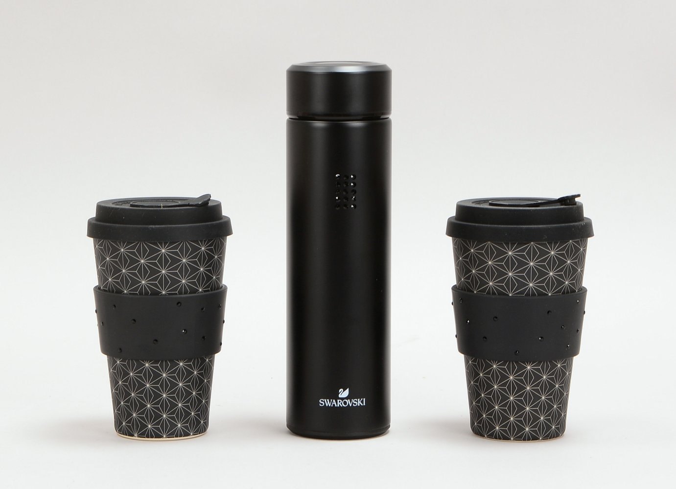 Swarovski, Thermoskanne und 2x Becher, mit Kristallbesatz - neuw., in OVP