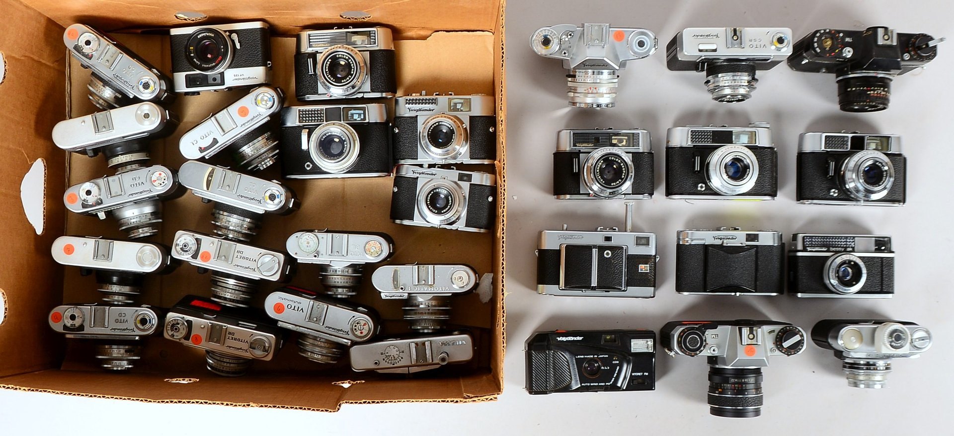 Fotogr.-Konvolut, Voigtländer: versch. Mod. ('Bessamatic', 'Vitessa', u.a.), mit Obj., 30 St.