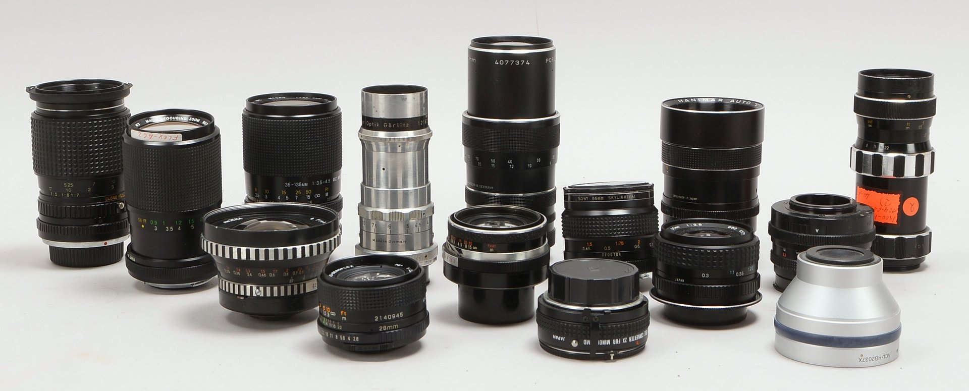 Konvolut Kamera-Obj.: Flektogon, Vivitar, Exakta, Presenta, Hexanon, u.a., 15 St.