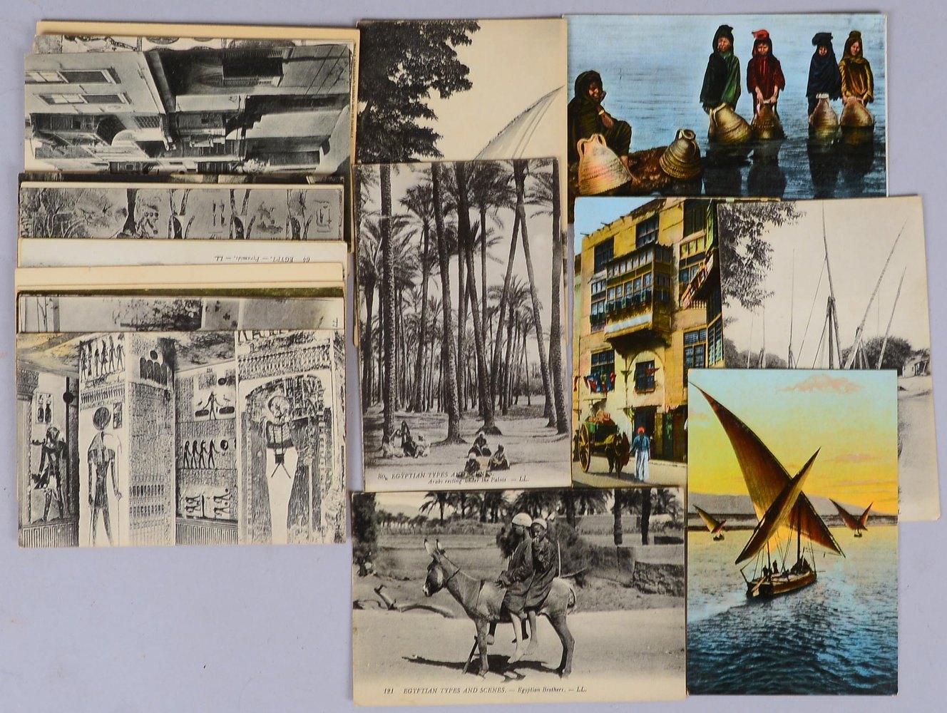 Kleine Postkartensammlung, alt, 'Altes Ägypten', unbeschrieben/ungelaufen, 27 Stück