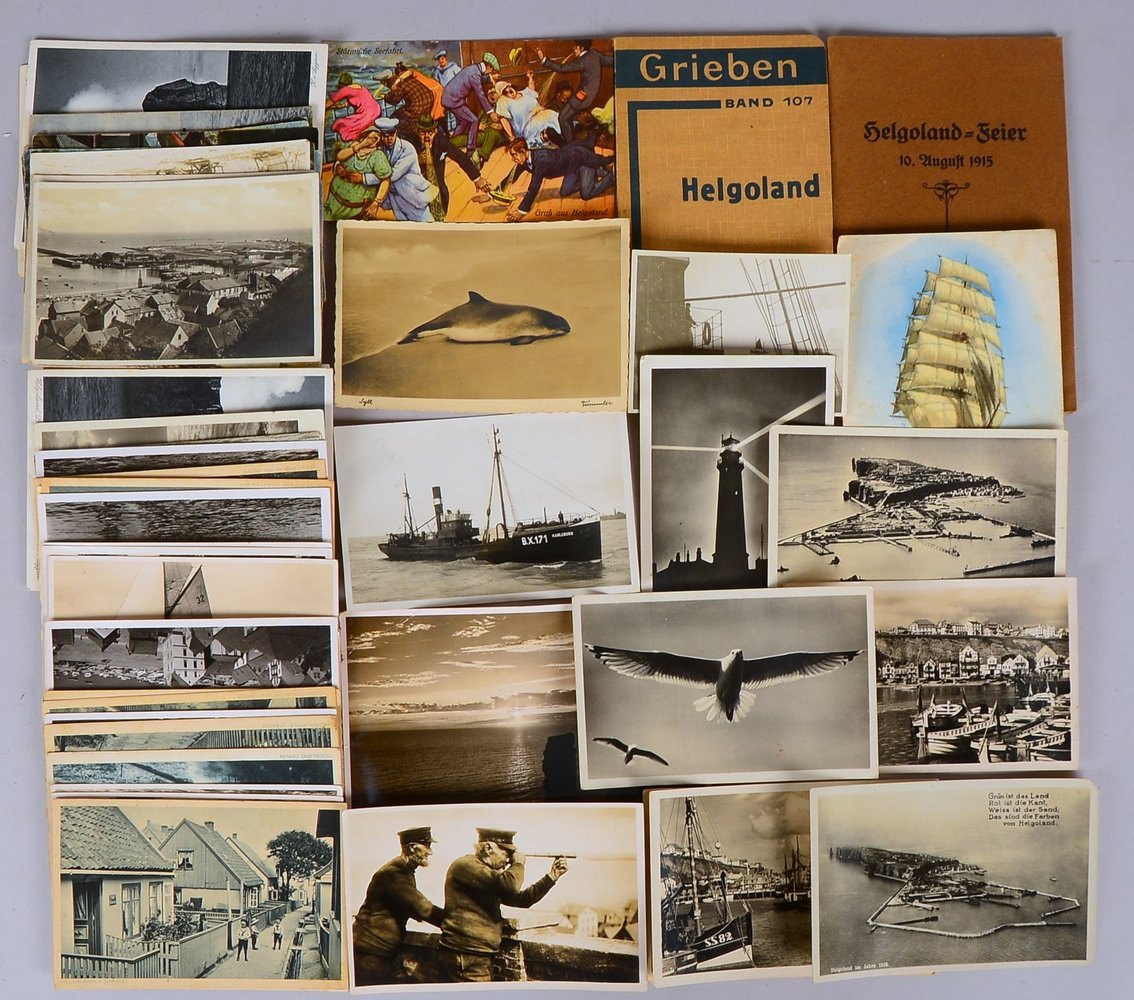 Postkartensammlung, alt, 'Helgoland', ca. 54 Stück - fast kompl. ungelaufen, mit Begleitlit.