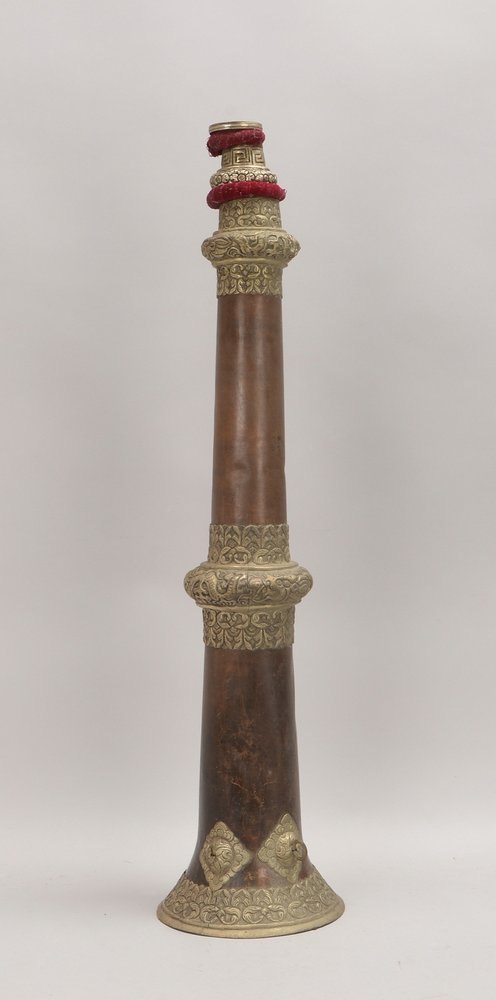 Blashorn., sog. Dungchen, Kupfer/geprägtes Blech, ausziehbar; Länge 70/157 cm