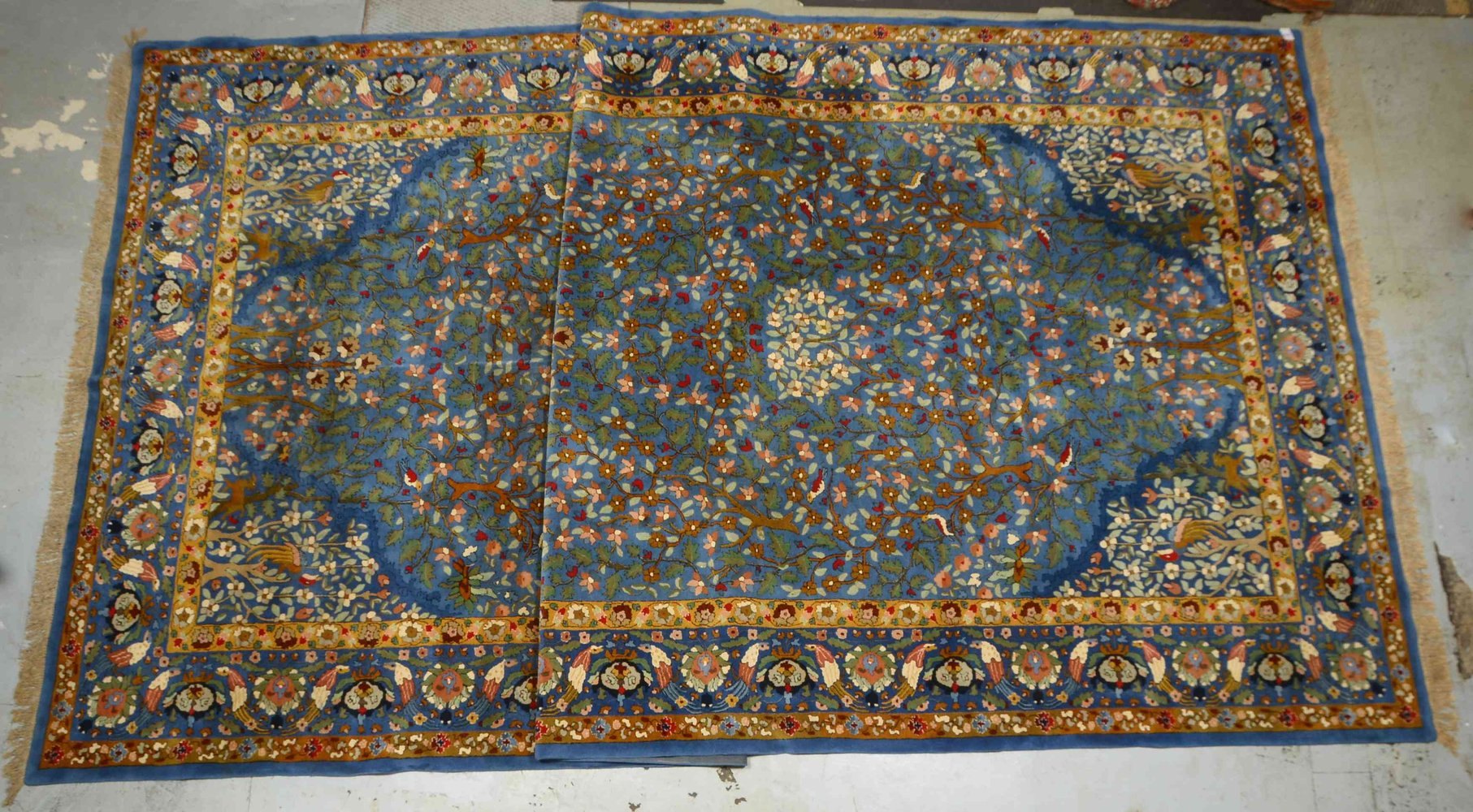 Tetex/Tefzet, mit Schurwolle/handgetuftet, 'Arts & crafts'-Motive - im Überformat!