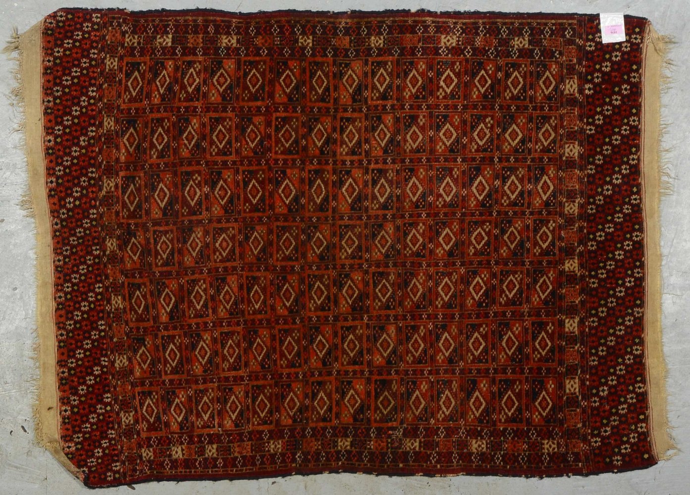 Turkmen. Brücke, antik, sehr feine Kn., ca. 650.000 Kn./qm, mit Rauten-Feldermuster
