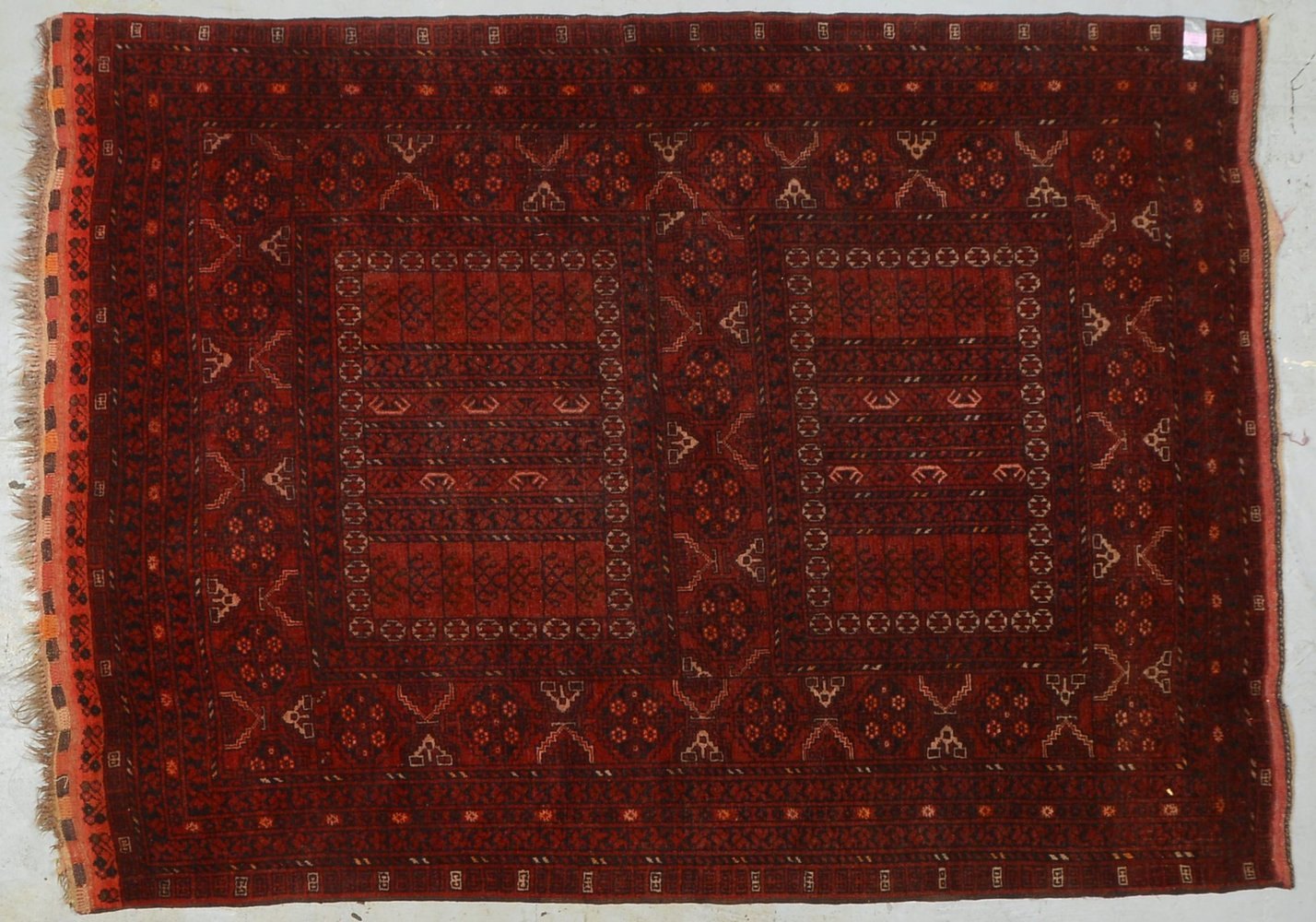 Orientteppich (Turkmen.), mittelfeine Kn., Flor in gutem Zustand; Maße 202 x 150 cm