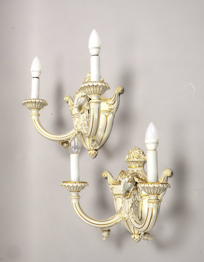 Potschappel/Dr., figürl. Porz.-Wandkandelaber, 2-fl., 'Widderkopf', goldgef.