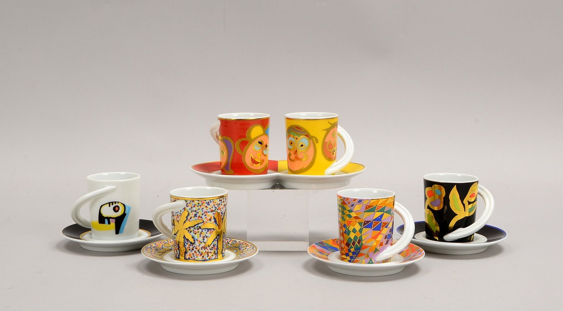 Rosenthal Studio-Line, 5 Espresso-'Künstlertassen', versch. Motive/1x doppelt