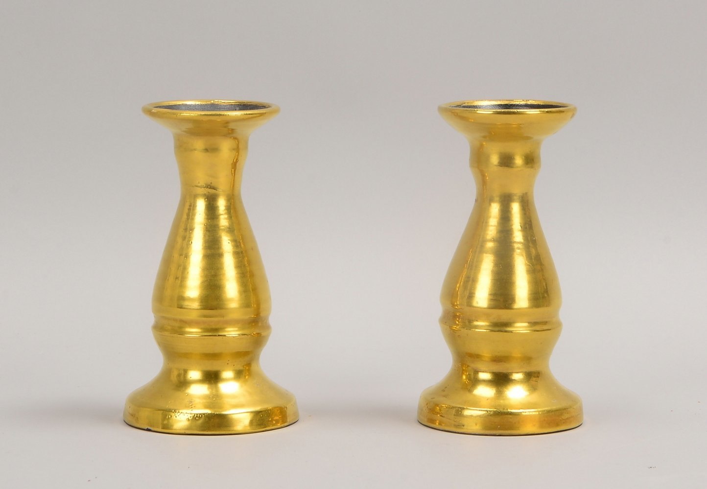 Eulentöpferei/Worpsw., Paar Keramikleuchter, vergoldet, Pressmarke; Höhe 16 cm