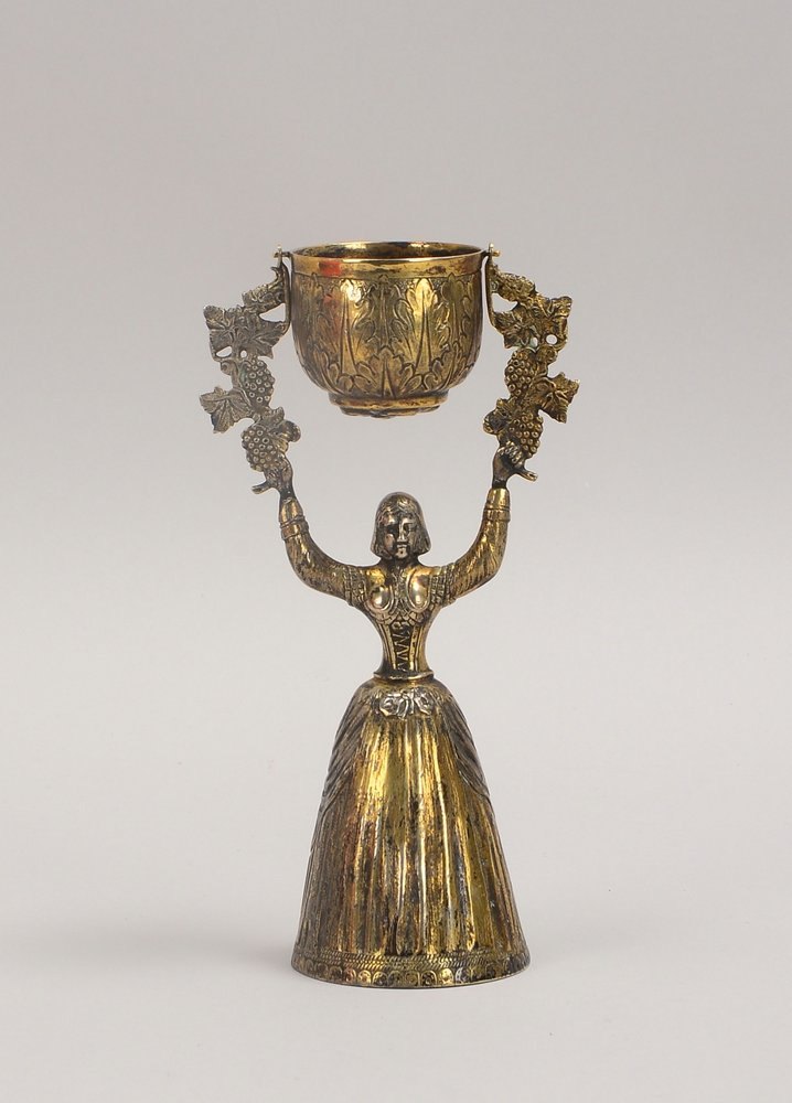 Hochzeitsbecher, 835 Silber/teilverg. (punz. 'Halbmond und Krone'); Gew. 217 g