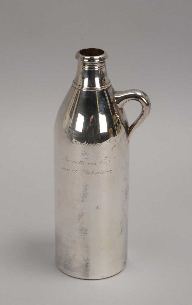 Wilkens-Flasche, 925 Sterlings., Widm. 'Bremer Eiswette' ('... zum 175. Geb.'); Gew. 599 g