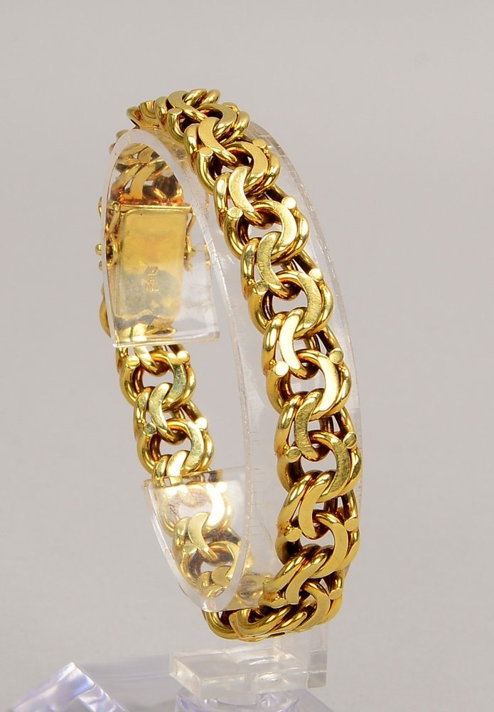 ArmbanPanzerarmband, 585 GG (gest.), flache Ausf., mit Steckschließe; Gew. 47,40 g