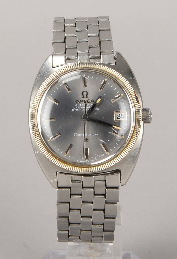 HAU Omega 'Constellation', Autom., Edelstahl-Geh./Armband, zentr. Sek., Datum - läuft an