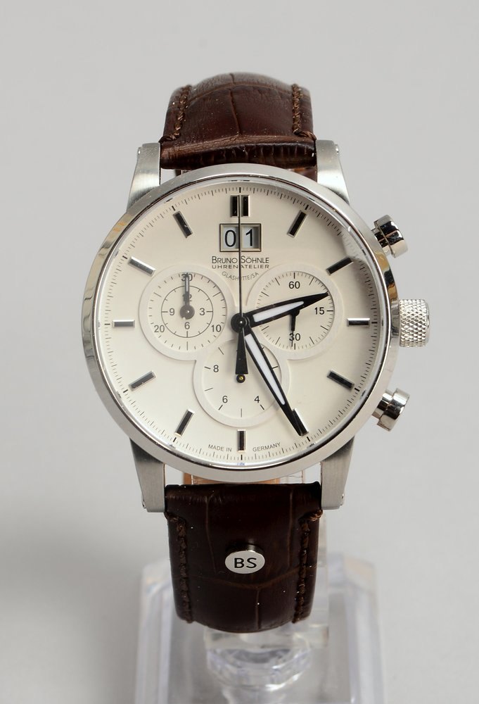 HAU Bruno Söhnle, Quarz, Edelstahl-Geh., weißes Ziffernbl. mit chronogr. Aufteilg./Dat.
