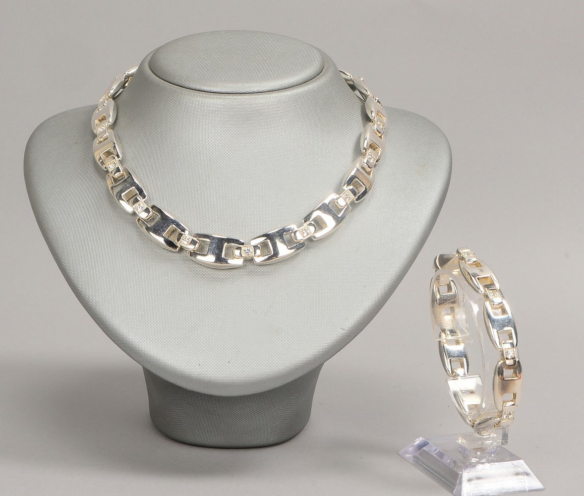 Hermès, 'Chaîne d'ancre'-Halskette und Armband, 925 Sterlings., Anker-Optik; Gew. 204 g