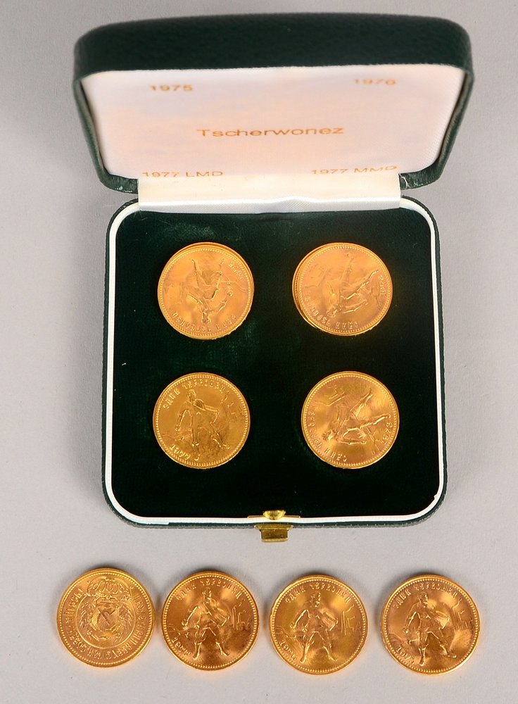 10 Goldmünzen (Russland), '10 Rubel - Tscherwonez', 900 Feingold, versch. Jahrgänge