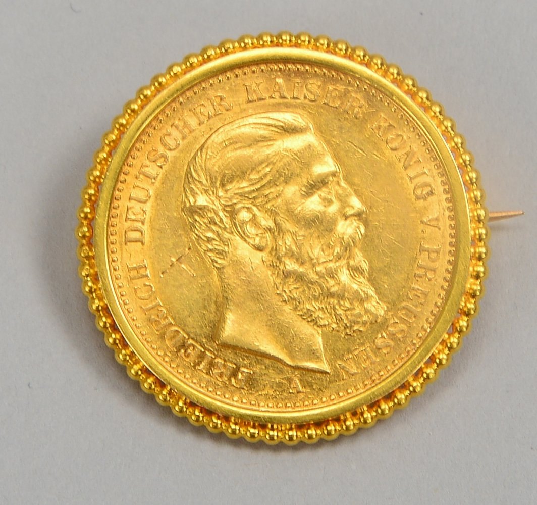 '20 Mark - DR, 1888', 900/1.000 Feingold, Gew. 7,96 g; 585 GG gef., Gew. 2,70 g