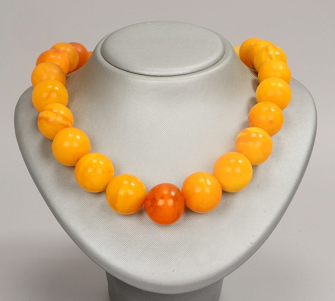 Bernsteinkette, gr. Perlen/Ø 17 - Ø 21 mm, Butterscotch; Länge 52 cm, Gew. 130 g
