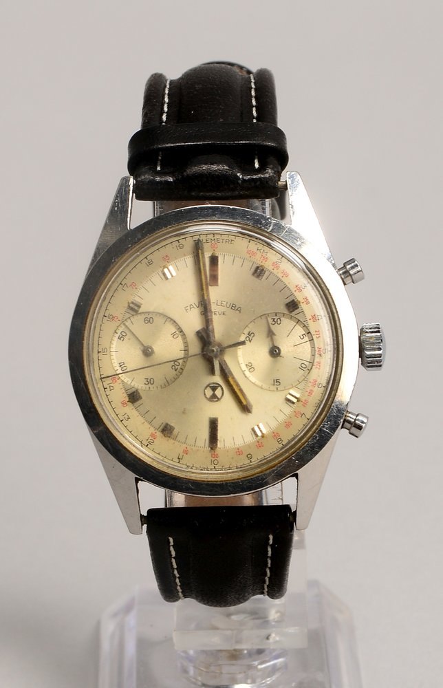 HAU (Schweiz) Favre-Leuba, Handaufzug, an Lederarmband - läuft an; Ø 36 mm