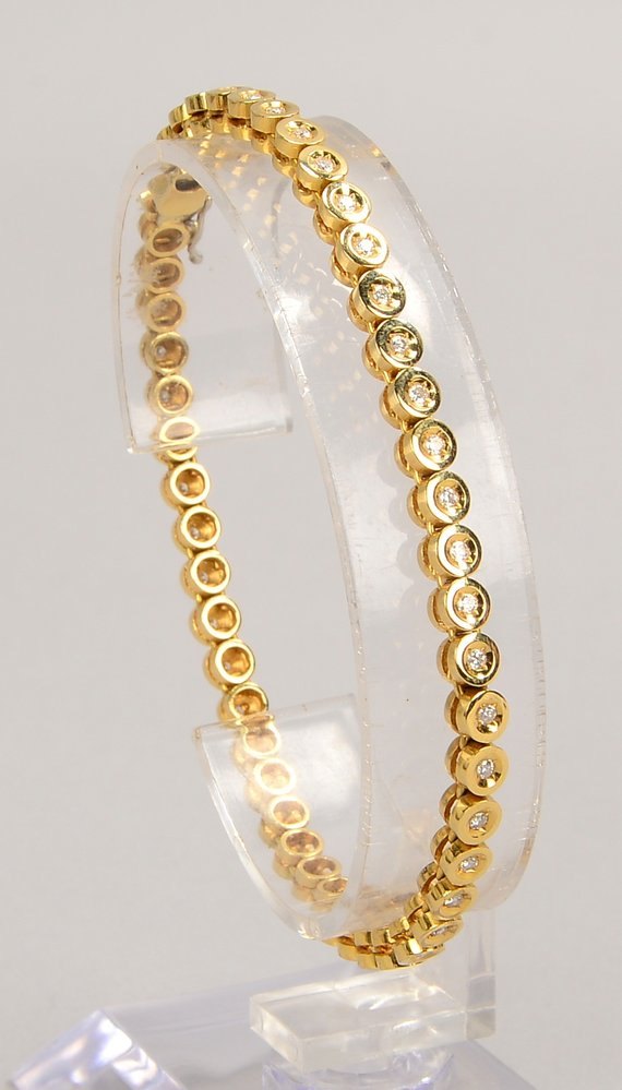 'Tennisarmband', 585 GG (gest.), 47x Brill./ca. 0,47 ct, 'G-H', 'Vvs-vs'; Gew. 15,17 g - mit Zert.