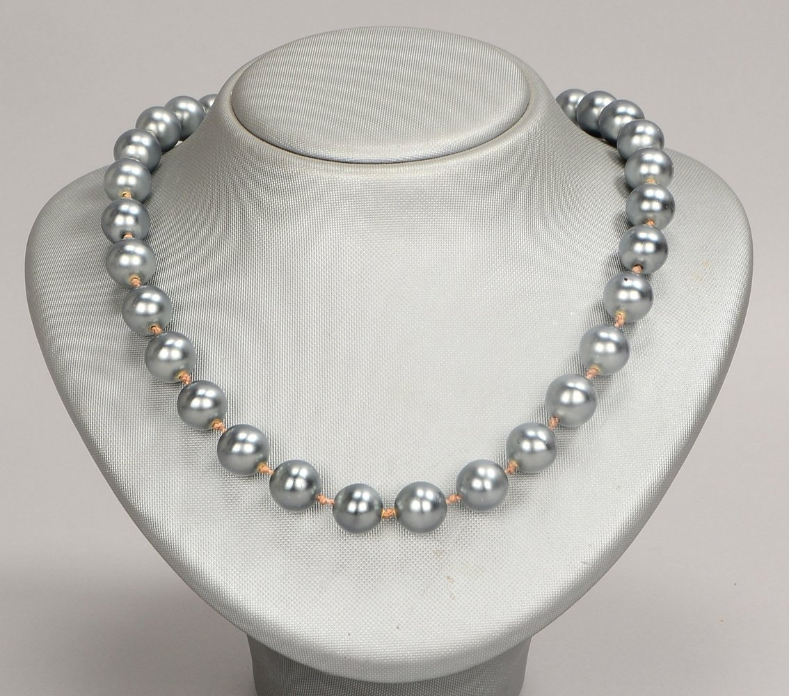 Tahitiperlenkette, Ø Perlen 12 mm, einzeln gekn., Magnetschließe; Länge 46 cm