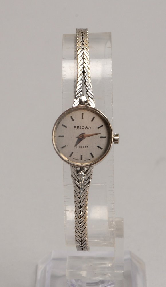 DAU Priosa, Quarz, 585 WG-Geh. und Armband - ungeprüft; Ø 17 mm, Gew. 13,50 g