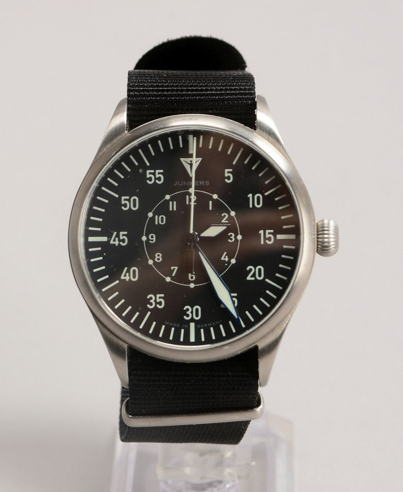 HAU Junkers 'Baumuster', Quarz, Edelstahl-Geh./Nylon, Ziffernbl. mit analogen Anz.