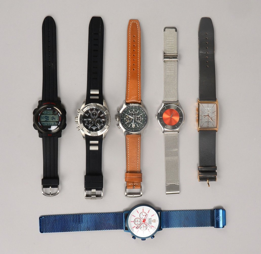 HAU-Konvolut, 6 Stück (Detomaso, Jacques Lemans, Citizen, Montana, u.a.), gepflegter Zust.