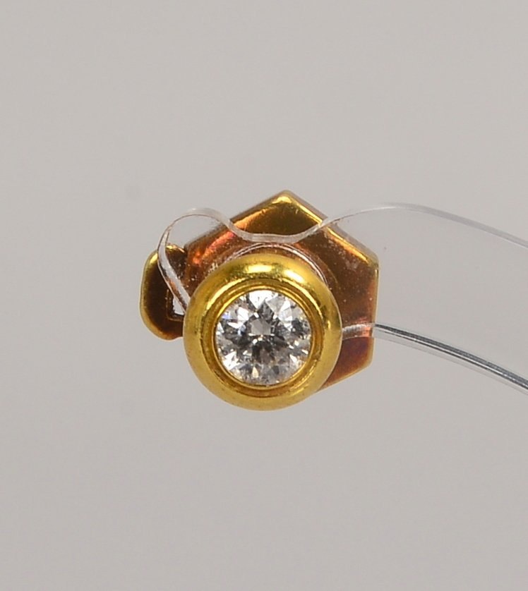 Anstecknadel, 585 GG (gest.), mit Brill./ca. 0,20 ct, W-Si; Ø 5 mm, Ge. 1,30 g