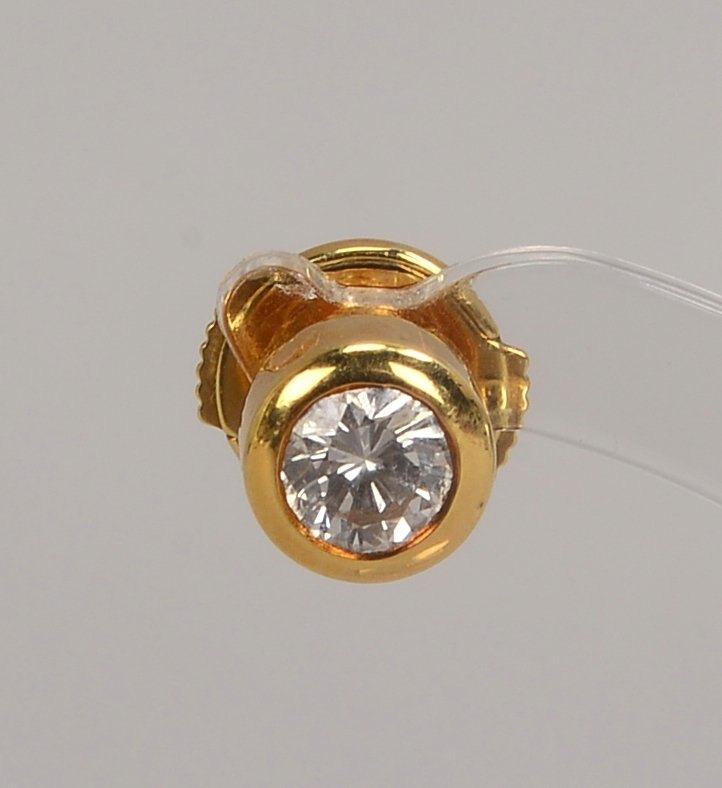 Anstecknadel, 750 GG (gest.), mit Brill. von ca. 0,30 ct, W-Si; Ø 6 mm, Gew. 1,30 g