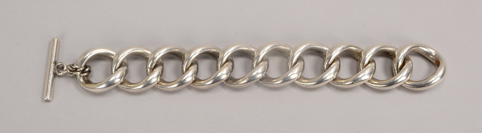 Armband (1970er J.), Silber, schwere Ausf., 10-gliedrig, mit Knebelschl.; Gew. 113 g