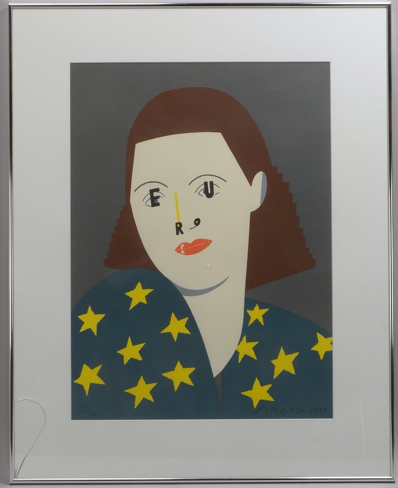 Arroyo, Eduardo, 'Europa', Farblithogr., Aufl. '41/130', sign./dat. '1989', unter PP hinter Glas