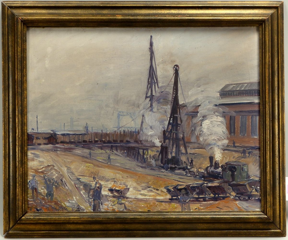 Wriggers, A.H., 'Industrielandschaft', Öl/Lw, unten links sign./dat., Rahmenmaße 55 x 67 cm