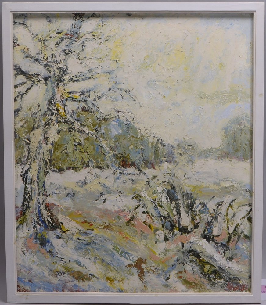 Schott, Heinrich, 'Winterlandschaft', Öl auf Hartfaser, unten re. sign./datiert (19)'85'
