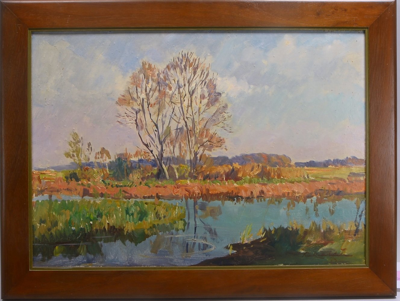 Wilke, Paul E., 'Worpsweder Flusslandschaft', Öl auf Platte, sign.; Maße 50 x 71 cm