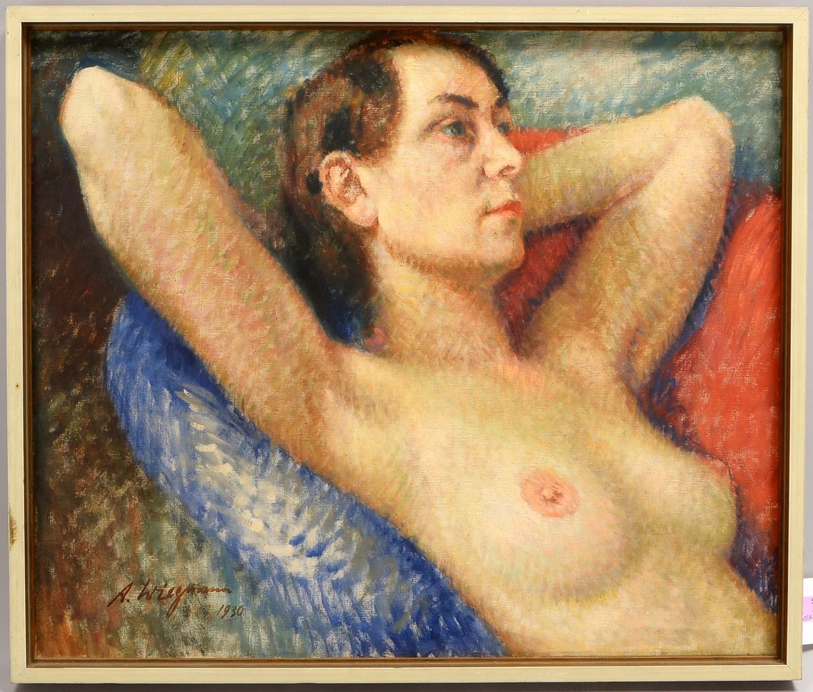 Wiegmann, Alfred, 'Liegender Frauenakt', Öl/Lw, unten li. sign./dat. '1930'