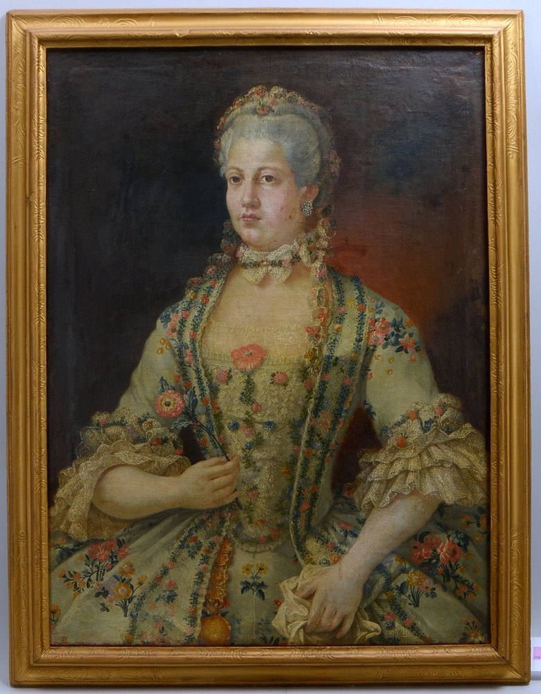 Adelsportrait, 'Catterina Guaita', Öl/Lw, unsigiert, verso ital. bez.; Rahmenmaße 110 x 84 cm