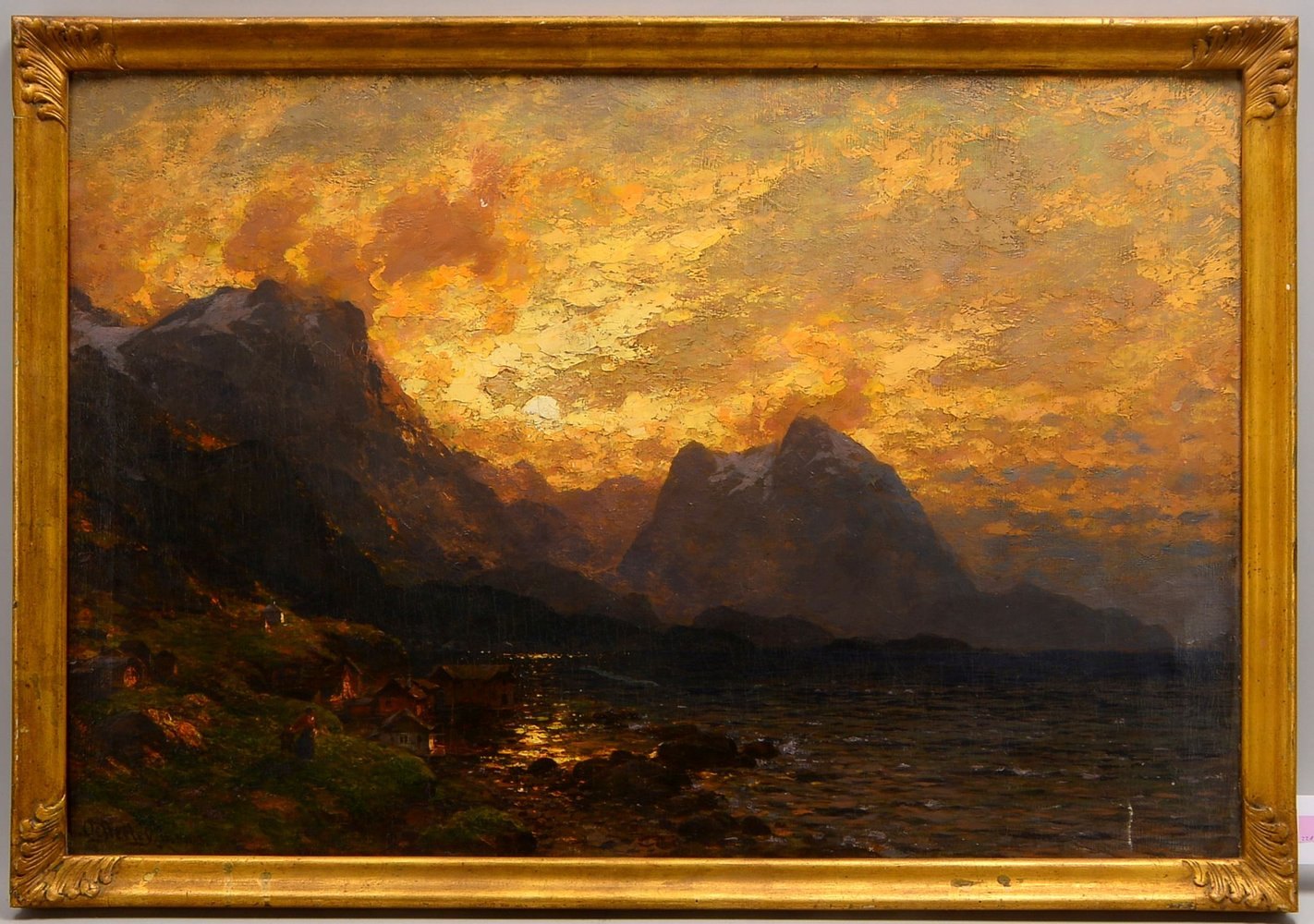 Oesterley Jr., Carl August, 'Sonnenuntergang am Fjord', Öl/Lw, sign./dat. '1903'