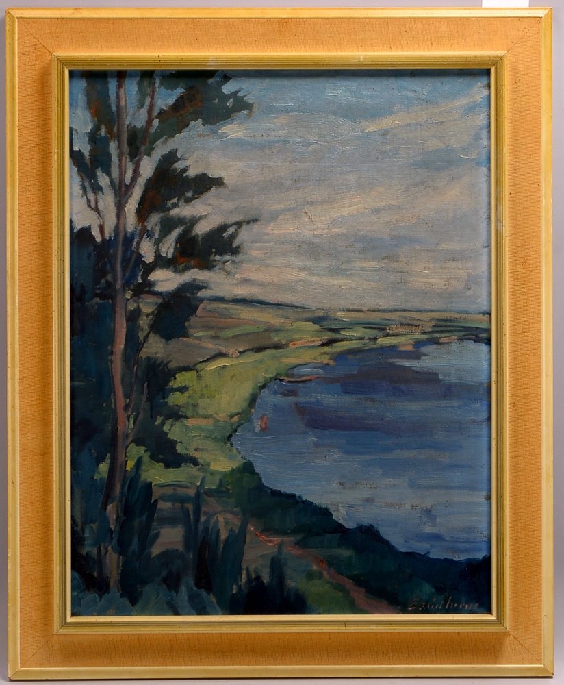 Luthmer, Else, 'Uferlandschaft', Öl/Lw, unten rechts signiert, verso weitere Skizze